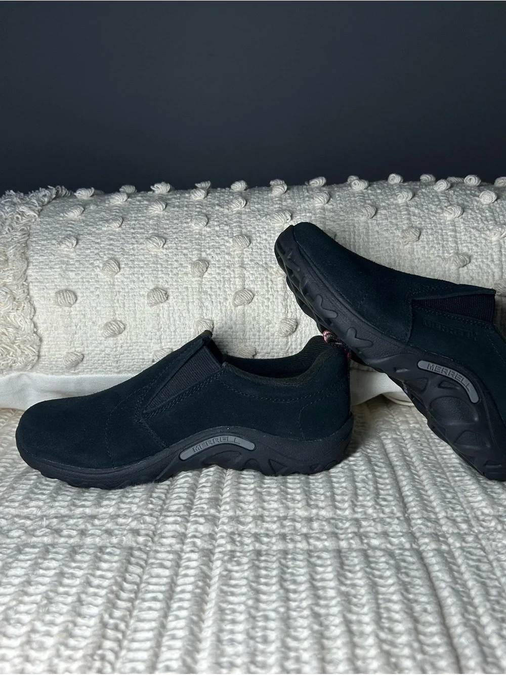 Merrell Black Suede Slip-On Jungle Moc Shoes